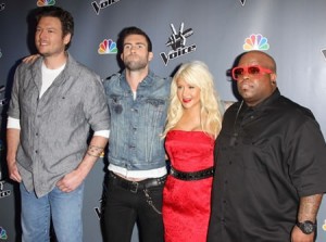 The originals Adam Levin, Christina Aguilera, Cee Lo Green and Blake Shelton